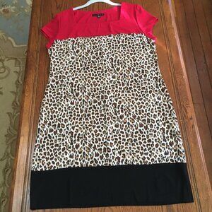 Tiana B. Leopard Print Colorblock Dress